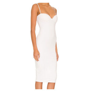 RE ONA Sweetheart Midi Dress Size XS White Stretch Padded Bra Lined Date Night